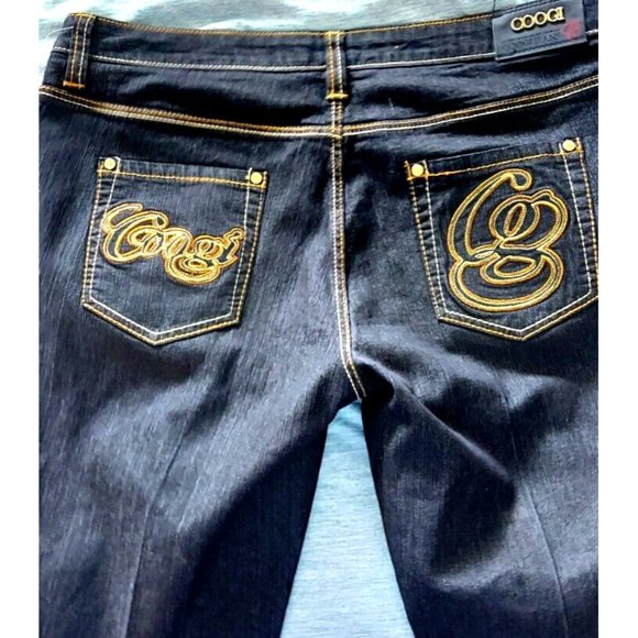 Women's COOGI Black Bootcut Jeans 15/16  Logo Pockets Gold embroidered NWOT - Picture 4 of 8